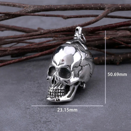 Dimensions Collier Tête de Mort "Crâne Miroir d’Acier"
