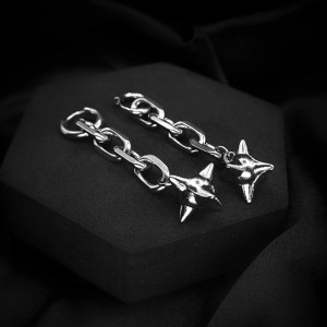 Vue générale Boucle d’Oreille Punk Rock – Chaîne Étoile de Fer