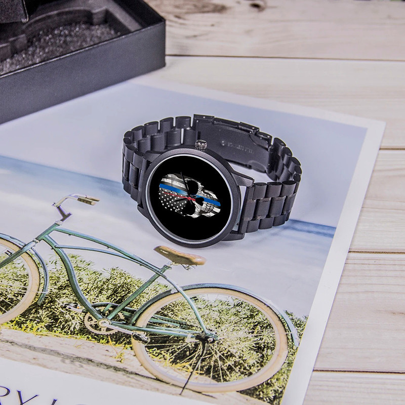 Montre Tête de Mort ""Skull Patriot Black Line" modele 4