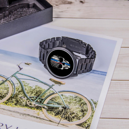 Montre Tête de Mort ""Skull Patriot Black Line" modele 4