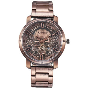 Montre Tête de Mort "Skull Wings Héritage Métallique" Couleur Cuivre