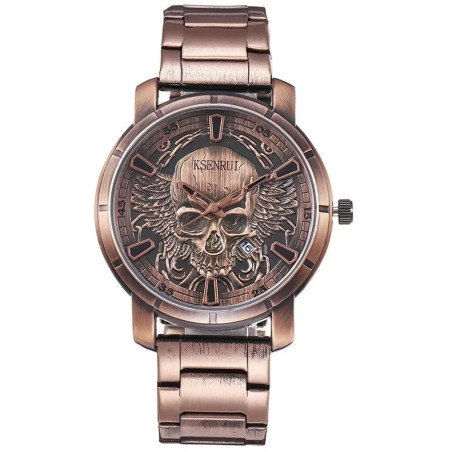 Montre Tête de Mort "Skull Wings Héritage Métallique" Couleur Cuivre