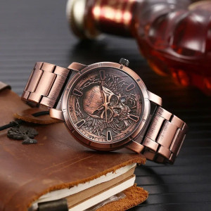 Avant Montre Tête de Mort "Skull Wings Héritage Métallique" Couleur Cuivre