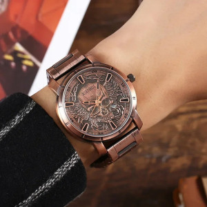 Vue Portée Montre Tête de Mort "Skull Wings Héritage Métallique" - 2 couleurs au choix !