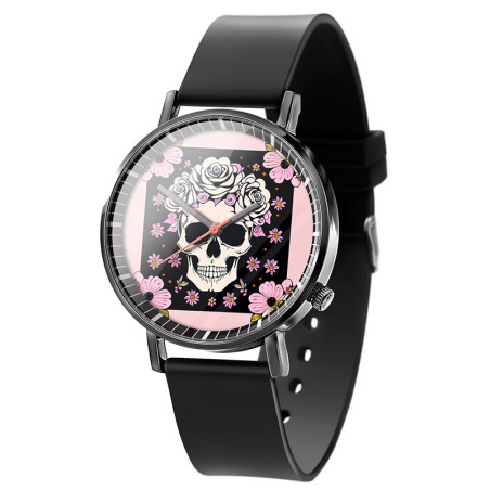 Montre Tête de Mort Flower Skull Romance | Élégance Gothique & Fleurs
