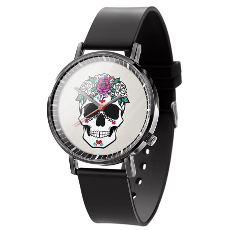 Montre Tête de Mort ""Calavera Love & Roses""