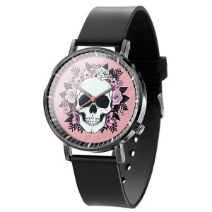 Montre Tête de Mort ""Skull Rose Pastel""