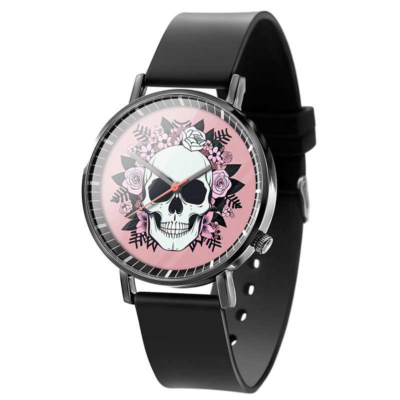 Montre Tête de Mort ""Skull Rose Pastel""