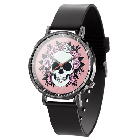 Montre Tête de Mort ""Skull Rose Pastel""