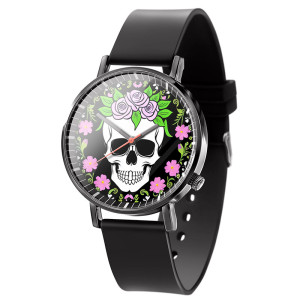 Montre Tête de Mort ""Calavera Florale Éclat Pop""