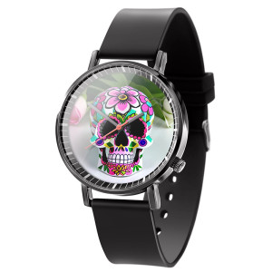 Montre Tête de Mort ""Calavera Fiesta Florale""