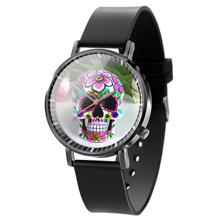 Montre Tête de Mort ""Calavera Fiesta Florale""