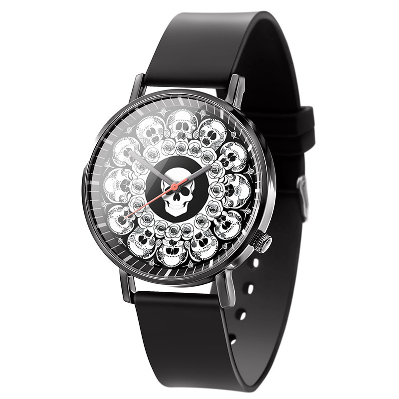 Montre Tête de Mort ""Skull Mandala Noir & Blanc""