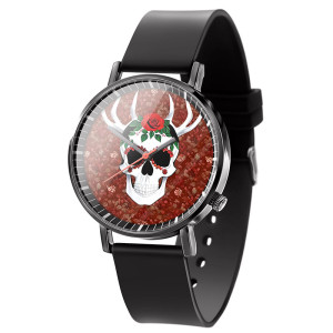 Montre Tête de Mort "Skull Antlers & Roses"