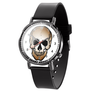 Montre Tête de Mort ""Crâne Minimaliste Sépia""