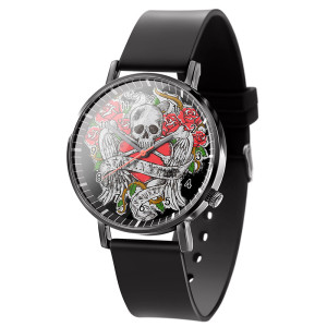Montre Tête de Mort ""Gardien du Cœur Éternel""