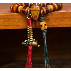 Détails Bracelet Tête de Mort Tibétain - Perles en Os de Yak & Cuivre Ancien