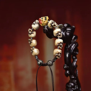 Vue d'ensemble du Bracelet Tête de Mort - Crânes du Démon Tibétain Éveillé