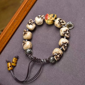 Magnifique Bracelet Tête de Mort - Crânes du Démon Tibétain Éveillé