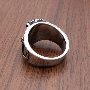 Vue Arrière Bague Viking "Marteau de Thor Gravé"