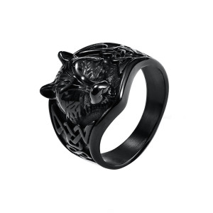 Bague Viking "Loup de Fenrir" Couleur Noir