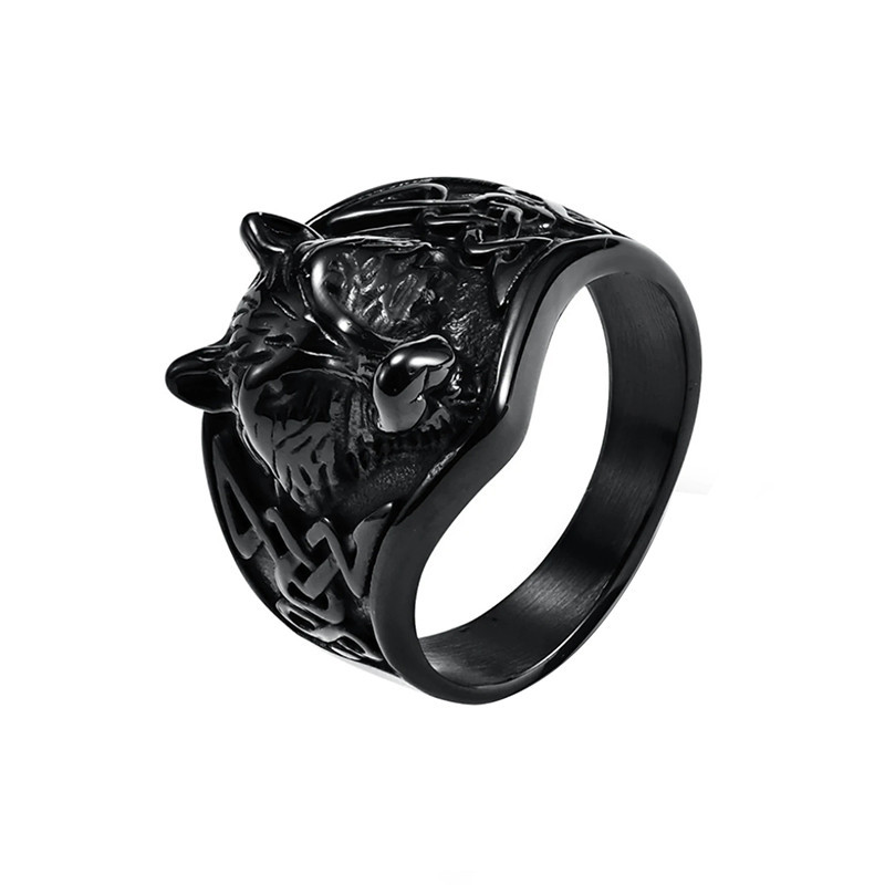 Bague Viking "Loup de Fenrir" Couleur Noir