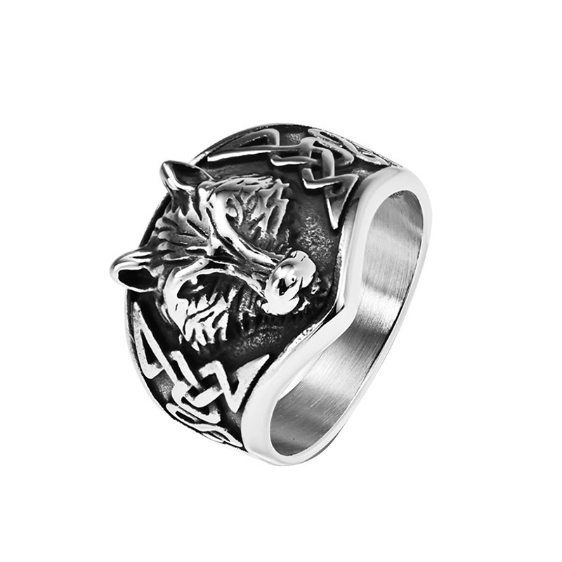 Bague Viking "Loup de Fenrir" Couleur argent