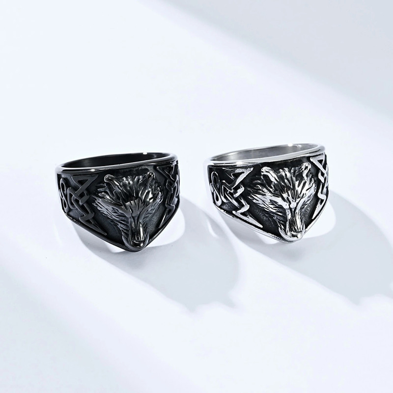 Bague Viking "Loup de Fenrir" - 2 couleurs au choix !