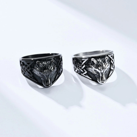 Bague Viking "Loup de Fenrir" - 2 couleurs au choix !