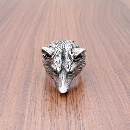 Vue générale Bague Viking Tête de Loup "Gardien du Nord"