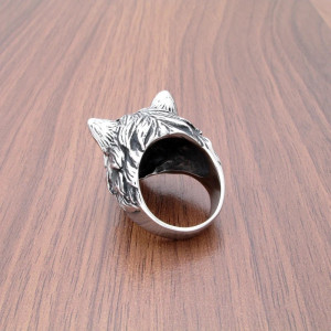 Vue Arrière Bague Viking Tête de Loup "Gardien du Nord"
