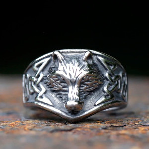 Avant Bague Viking Tête de Loup "Marque du Clan"