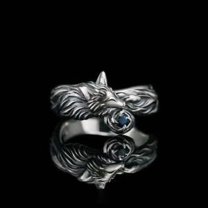 Avant Bague Loup 'Gardien Saphir'