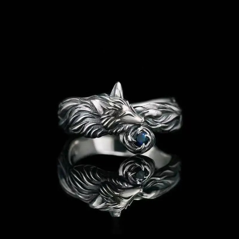 Avant Bague Loup 'Gardien Saphir'