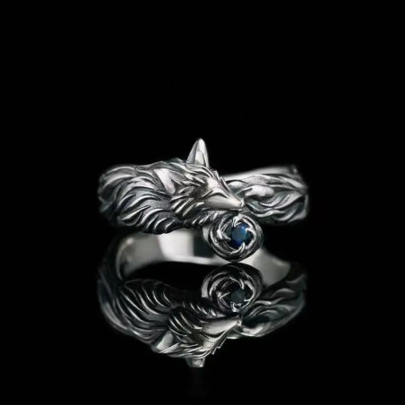 Avant Bague Loup 'Gardien Saphir'