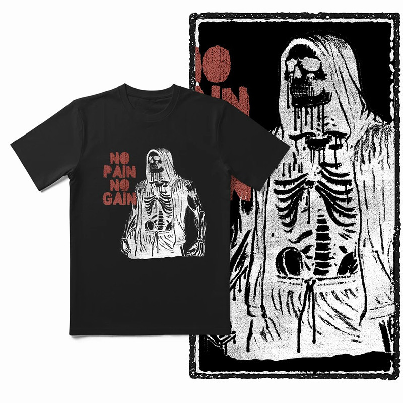 T-shirt Tête de Mort "No Pain, No Reaper"
