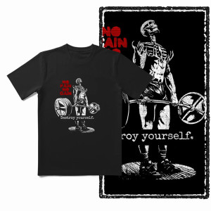 T-shirt Tête de Mort "Destroy Yourself, Lift Forever"