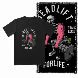 T-shirt Tête de Mort "Deadlift For Life"
