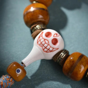 Détaiils skull Bracelet Tête de Mort Tibétain - Crâne Rieur du Karma Mystique