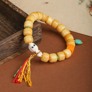 Bracelet Tête de Mort Tibétain - Crâne Pèlerin du Savoir Éveillé