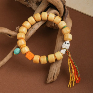 Magnifique Bracelet Tête de Mort Tibétain - Crâne Pèlerin du Savoir Éveillé