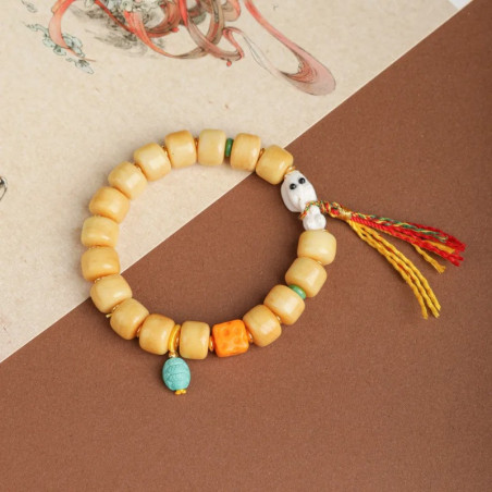 Vue complète du Bracelet Tête de Mort Tibétain - Crâne Pèlerin du Savoir Éveillé