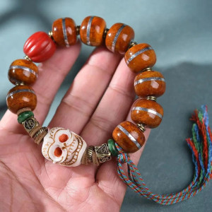 Bracelet Tête de Mort Tibétain - Crâne Sourire du Karma