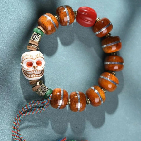 Détails du Bracelet Tête de Mort Tibétain - Crâne Sourire du Karma