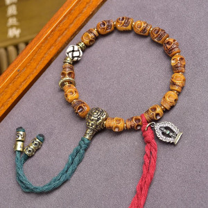Bracelet Tête de Mort Tibétain Crânes du Dharma Éveillé