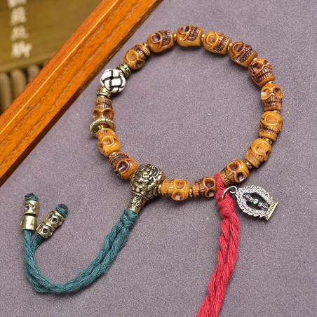 Bracelet Tête de Mort Tibétain Crânes du Dharma Éveillé