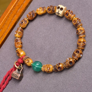 Bracelet Tête de Mort Tibétain Cloche du Karma Vagabond