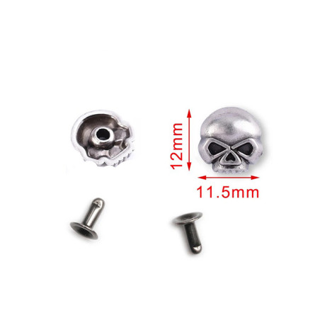 Dimensions Rivets Tête de Mort Métal – Mini Crânes Custom Rock - Lot de 10 pièces