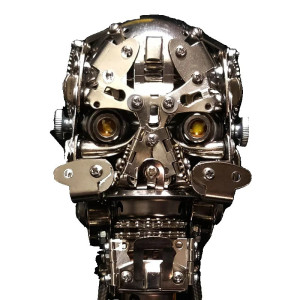 Vue générale Crâne Mécanique 3D "Tête de Fer Apocalyptique" – Puzzle Métal DIY 200 Pièces