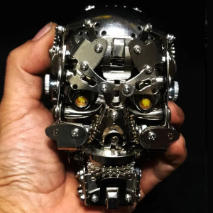 Crâne Mécanique 3D "Tête de Fer Apocalyptique" – Puzzle Métal DIY 200 Pièces